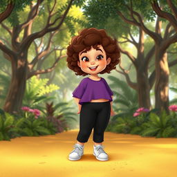 A Disney character depiction of a chubby little girl with curly brown hair