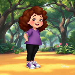 A Disney character depiction of a chubby little girl with curly brown hair