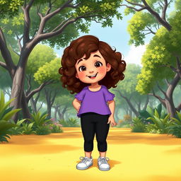 A Disney character depiction of a chubby little girl with curly brown hair