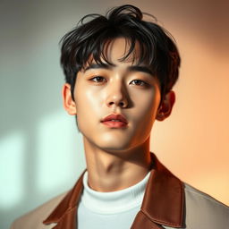 A striking portrait of Cha Eun-woo, showcasing his captivating features and charismatic presence