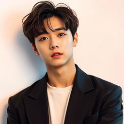 A striking portrait of Cha Eun-woo, showcasing his captivating features and charismatic presence