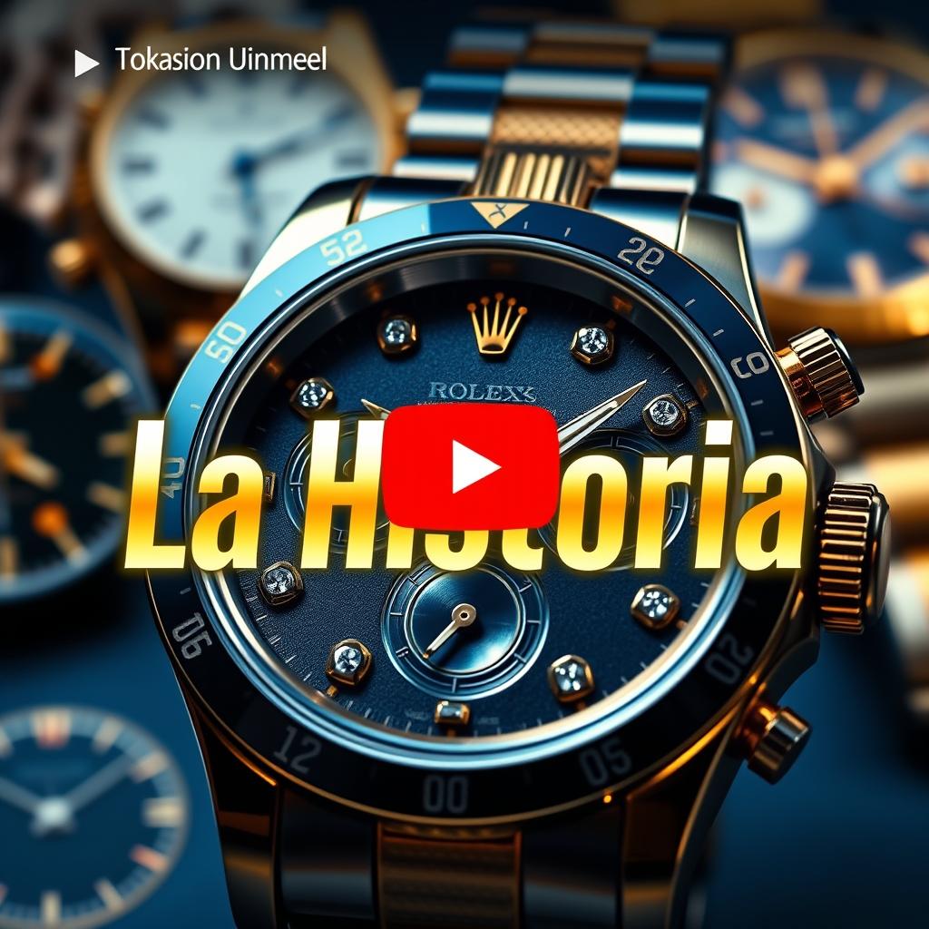 A vibrant YouTube thumbnail featuring a luxury Rolex watch with intricate details showcasing its craftsmanship