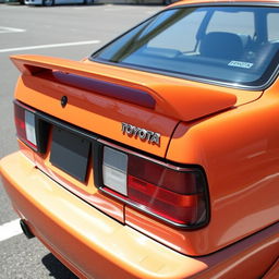 A Toyota Corolla AE102 featuring a dynamic ducktail spoiler installed at the rear trunk