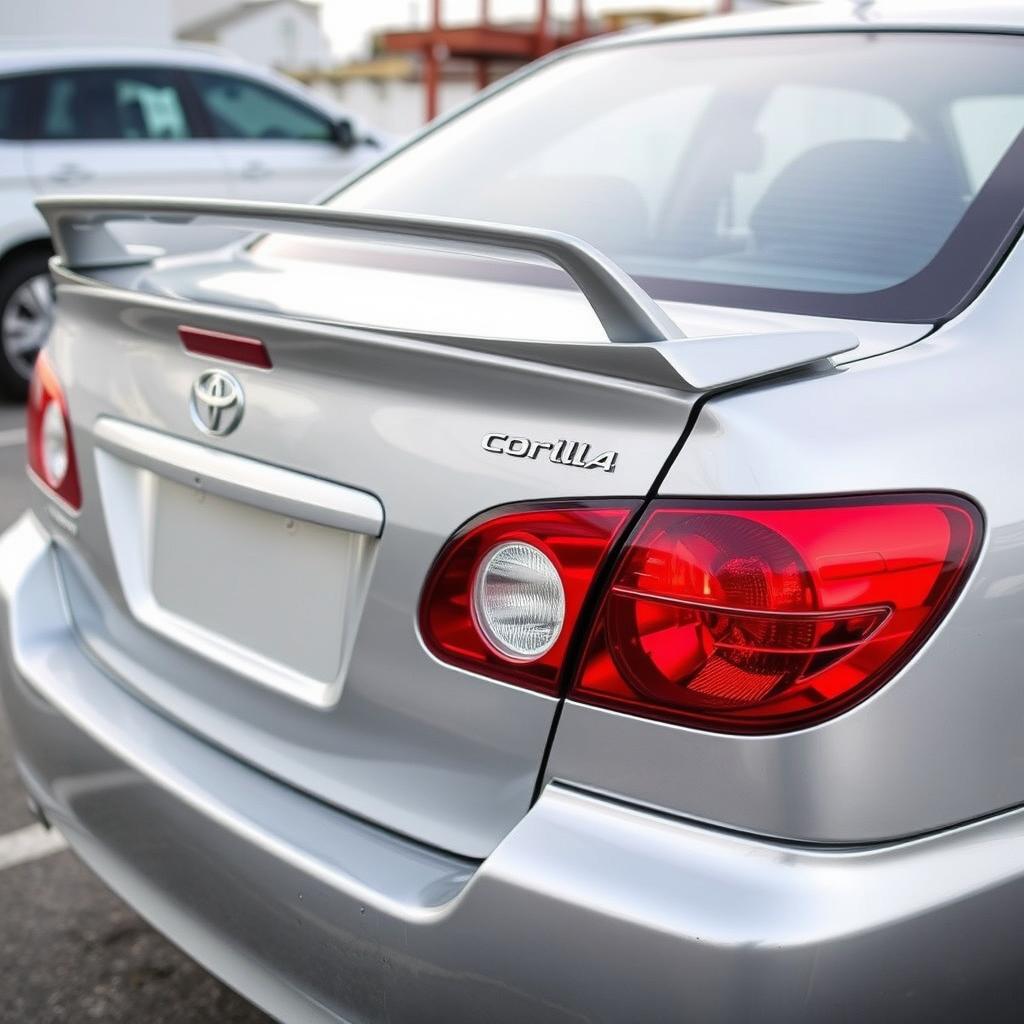 A silver Toyota Corolla AE102, showcasing a subtle yet stylish ducktail spoiler mounted on the trunk