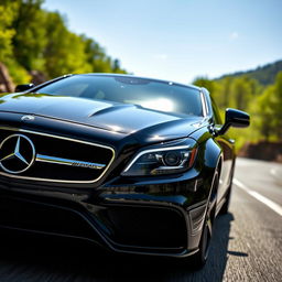 A sleek and luxurious Mercedes-Benz CLS63 AMG, showcased in a dynamic setting that highlights its aggressive lines and sporty design