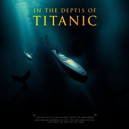 A dramatic movie poster for 'In the Depths of the Titanic', featuring a powerful visual connection between the sinking of the Titanic in 1912 and the implosion of the Titan submersible in 2023