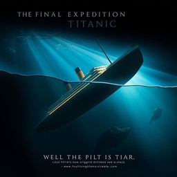 A movie poster for 'The Final Expedition to Titanic' that visually connects the sinking of the Titanic in 1912 and the implosion of the Titan submersible in 2023