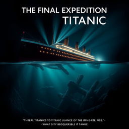 A movie poster for 'The Final Expedition to Titanic' that visually connects the sinking of the Titanic in 1912 and the implosion of the Titan submersible in 2023