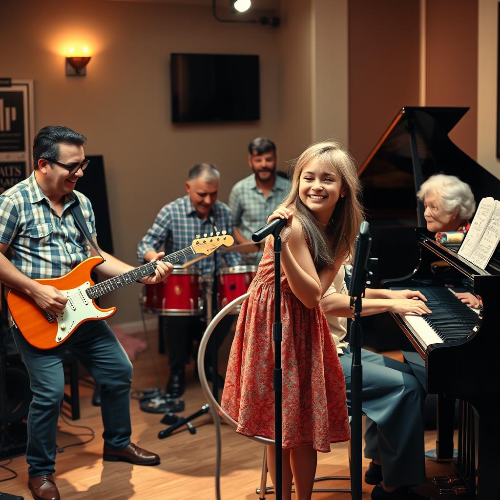 A lively family band composed of several generations, showcasing their musical talents