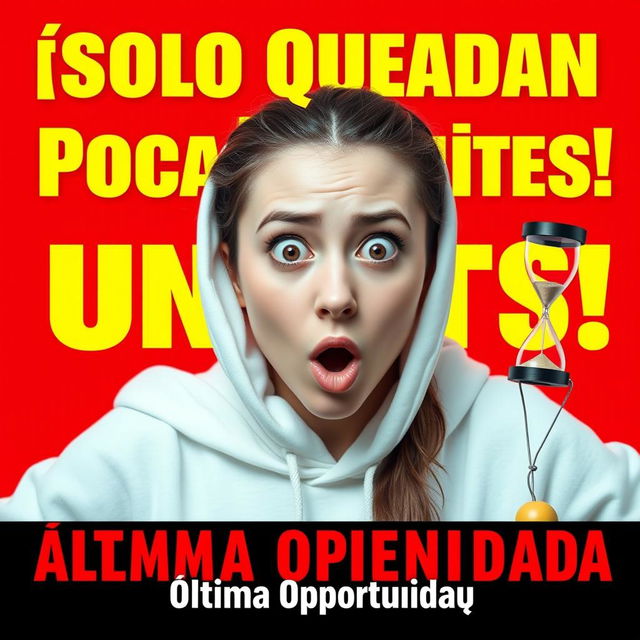 A striking YouTube thumbnail featuring a young woman wearing a white hoodie, expressing surprise and urgency as if she is about to lose something valuable