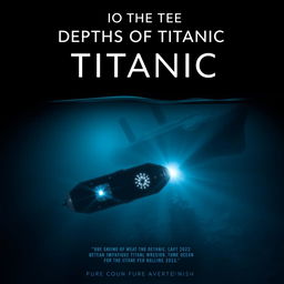 A movie poster for a film titled 'Into the Depths of Titanic', depicting the tragic connection between the sinking of the Titanic in 1912 and the implosion of the Titan submersible in 2023