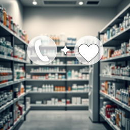 A subtle image of a pharmacy featuring neatly organized shelves filled with various pharmaceutical products