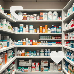 A subtle image of a pharmacy featuring neatly organized shelves filled with various pharmaceutical products