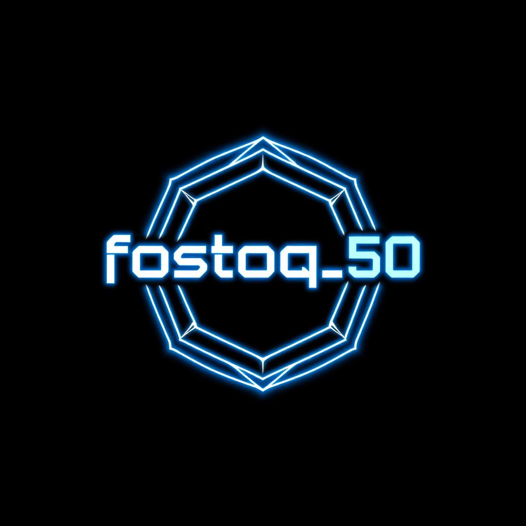 A striking profile picture for the channel "fostoq_50" featuring a modern and minimalist design