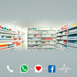 A subtle image of a pharmacy featuring neatly organized shelves filled with various pharmaceutical products