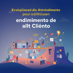 An illustrative and engaging image for the section of an e-book titled 'Evolução do Atendimento ao Cliente', focusing on the theme of 'Atendimento de Alto Impacto'