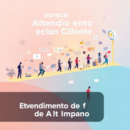 An illustrative and engaging image for the section of an e-book titled 'Evolução do Atendimento ao Cliente', focusing on the theme of 'Atendimento de Alto Impacto'