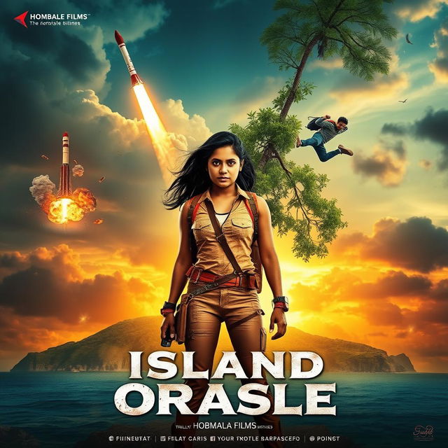 A captivating movie banner for 'Island Oracle', blending elements of action, adventure, thriller, drama, and sci-fi