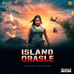 A captivating movie banner for 'Island Oracle', blending elements of action, adventure, thriller, drama, and sci-fi