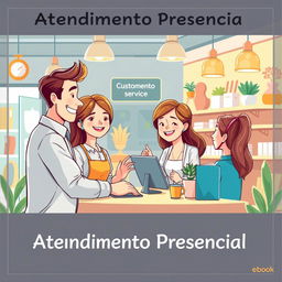 An illustrative and warm image suitable for the 'Atendimento Presencial' section of an e-book discussing customer service