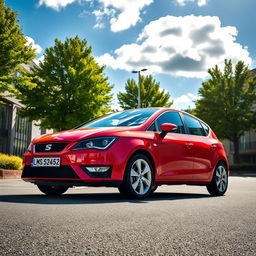 A bright red second-generation Seat Toledo, showcasing its sleek and stylish design