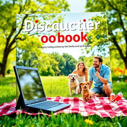 A vibrant book cover depicting a turned off computer set aside on a picnic blanket, symbolizing the joy of disconnecting from technology