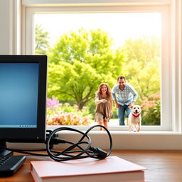 An inviting book cover featuring an unplugged computer sitting on a desk, symbolizing the choice to disconnect