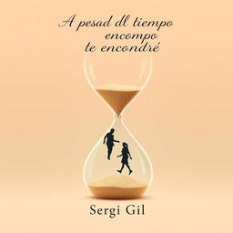 A minimalist and evocative book cover design featuring a large hourglass at the center, with sand flowing slowly from one compartment to another