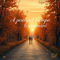 A romantic and melancholic scene titled 'Camino en Otoño' that captures a sense of nostalgia