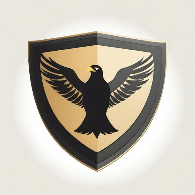 A black and gold soccer shield for a team named 'Black Eagles', featuring a fierce eagle design, prominent team name and traditional football elements.