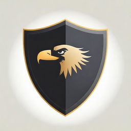 A black and gold soccer shield for a team named 'Black Eagles', featuring a fierce eagle design, prominent team name and traditional football elements.