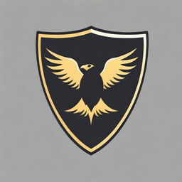 A black and gold soccer shield for a team named 'Black Eagles', featuring a fierce eagle design, prominent team name and traditional football elements.