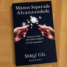 An emotive and symbolic book cover titled 'Manos Separadas Alcanzándose'