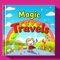 A whimsical book cover design for a children's book titled 'Magic Travels'