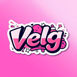 A vibrant and cool sticker design for a brand named 'Velg', primarily featuring a bright pink color scheme