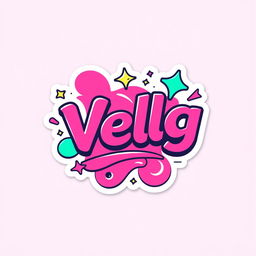 A vibrant and cool sticker design for a brand named 'Velg', primarily featuring a bright pink color scheme