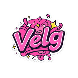 A vibrant and cool sticker design for a brand named 'Velg', primarily featuring a bright pink color scheme