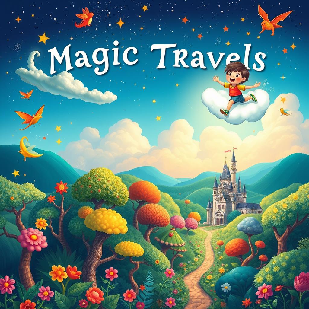 A captivating book cover design for a children's book about 'Magic Travels' without any text