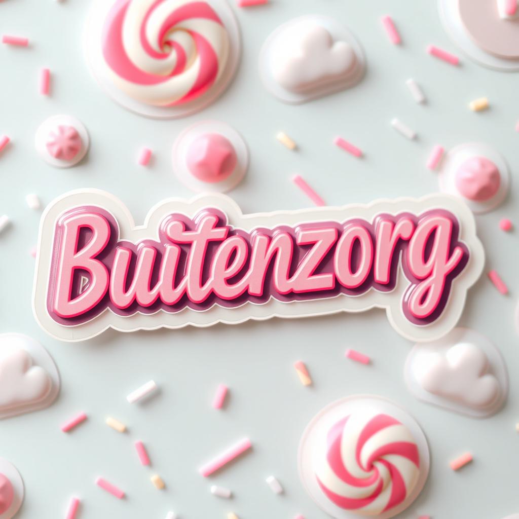 A captivating sticker design featuring the word 'Buitenzorg' in a playful, modern font