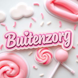 A captivating sticker design featuring the word 'Buitenzorg' in a playful, modern font