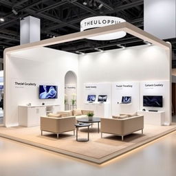 A convention technology stand measuring 3 x 2 meters, designed in a minimalist style