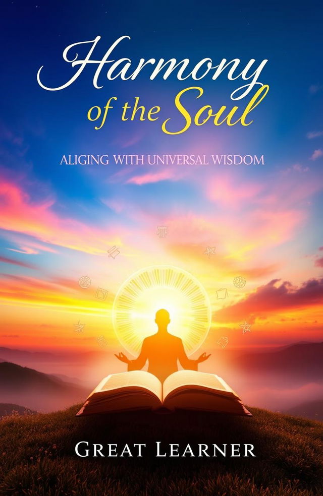 A captivating book cover design for 'Harmony of the Soul: Aligning with Universal Wisdom by Great Learner