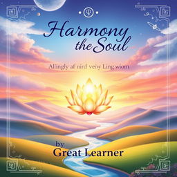 A beautifully illustrated book cover for 'Harmony of the Soul: Aligning with Universal Wisdom by Great Learner