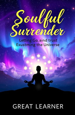 A captivating book cover design for 'Soulful Surrender: Letting Go and Trusting the Universe' by Great Learner