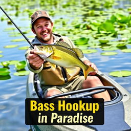 A peaceful and picturesque lake scene showcasing lush green lilies gently floating on the water's surface in the background