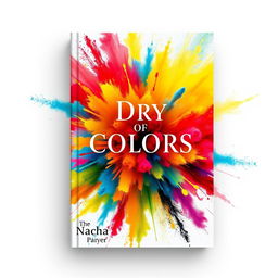 An eye-catching book cover featuring a striking dry explosion of colors, showcasing vibrant splashes of reds, yellows, blues, and greens artistically blending together to create an abstract masterpiece