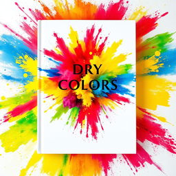 An eye-catching book cover featuring a striking dry explosion of colors, showcasing vibrant splashes of reds, yellows, blues, and greens artistically blending together to create an abstract masterpiece