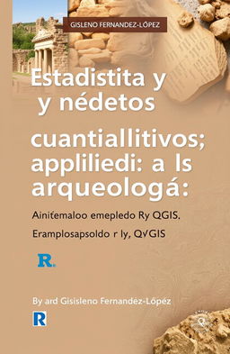 A book cover design for 'Estadística y métodos cuantitativos aplicados a la arqueología