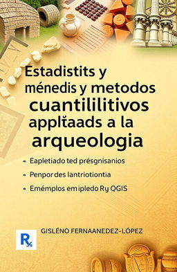 A book cover design for 'Estadística y métodos cuantitativos aplicados a la arqueología