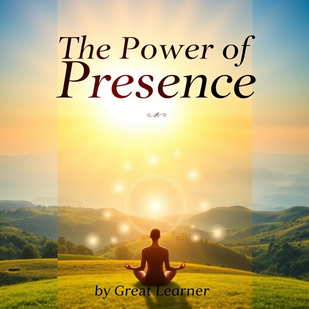 An inspirational book cover design for 'The Power of Presence' by Great Learner